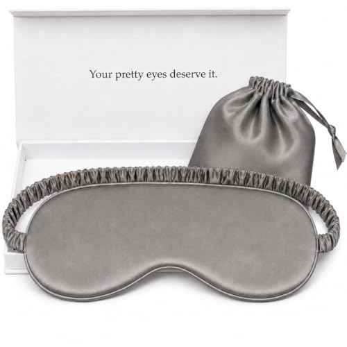 Silk Sleep Mask Light Blocking Luxury 100% Mulberry 19mm Silk Eye Mask Eye Cover Blindfold Ultra Soft Light & Comfy Anti Aging Skin Care with Travel Bag Gift Package