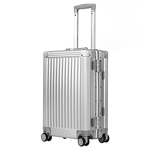 All Aluminum Carry On Luggage Hard Shell Luggage Aluminum Suitcase for Travel Zipperless Luggage Checked Luggage with Silent 360° Spinner Wheels 26 In
