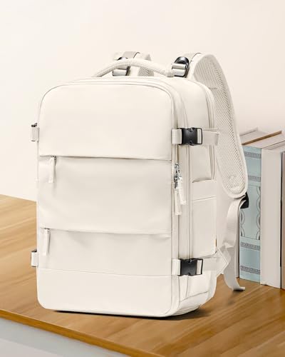 Large Travel Backpack Carry On for Women Man Gym Backpacks with Laptop Compartment Mochila de Viaje Teacher Personal Item Backpack Rucksack Airplane Accessories Must Haves Beige