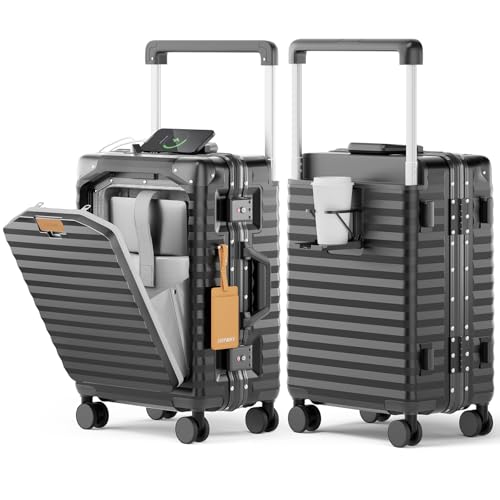 20 Inch Carry on Luggage with Aluminium Frame and Front Pocket