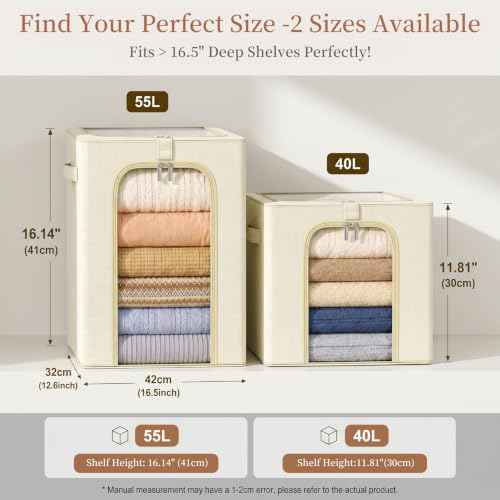 Blanket Storage Bins with Metal Frame for Closet (4 Count)