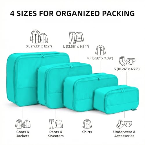 4 Piece Compression Packing Cubes for 3 (4 Count)