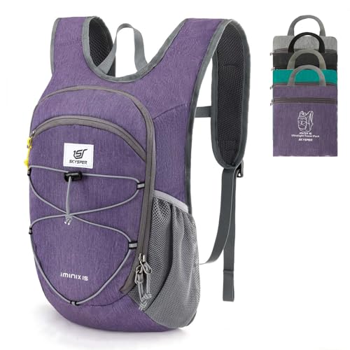 15L Foldable Hiking Backpack Lightweight Packable Travel Daypack with Chest Strap Small Outdoor Folding Back Pack Collapsible Bag for Women Men