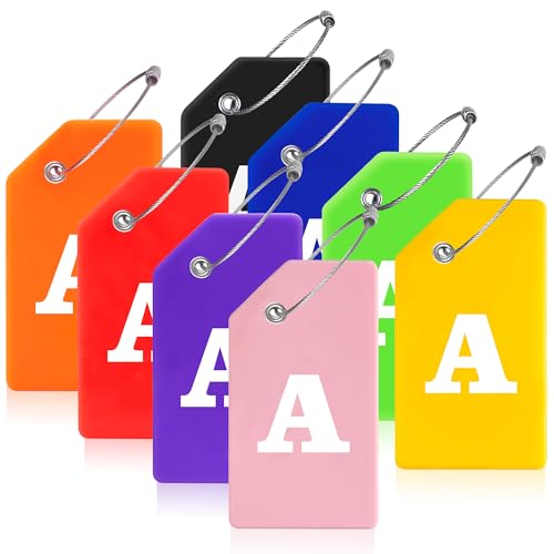 8 Pack Initial Luggage Tags for Suitcases Airplane Travel Essentials (8 Count)
