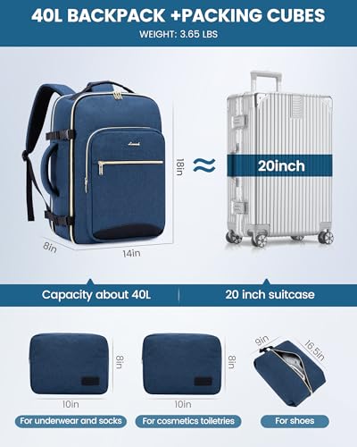 40L Travel Backpack Flight Approved Carry on Backpack