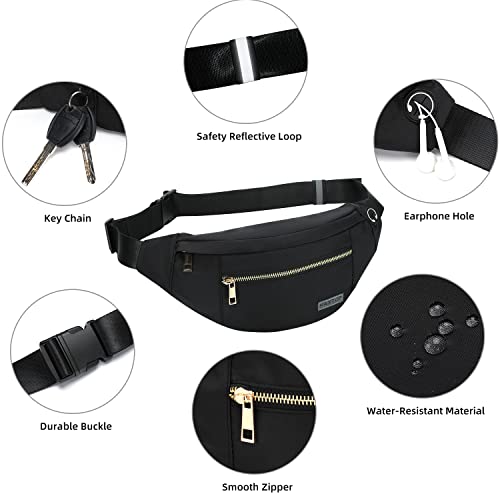 Fashion Cross body Fanny Pack Shoulder Bag for Women Men with Gold Zipper