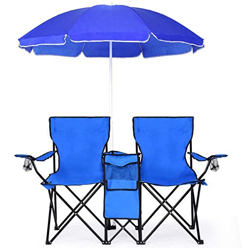 Double Camping Chair with Umbrella