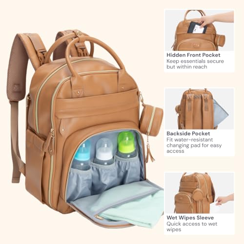 Leather Diaper Bag Backpack