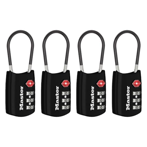 TSA Luggage Lock Resettable Travel Lock Black 4 Pack 4688BLKEC4