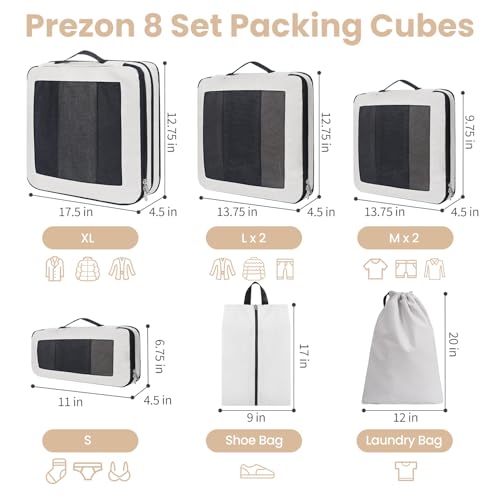 Compression Packing Cubes for Travel (8 Count)