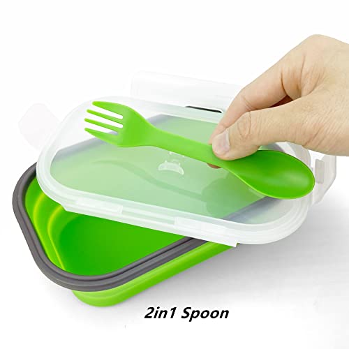 Green Food Grade Silicone Lunch Container Bento Box