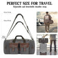 Canvas Duffle Bag for Men 50L Travel Duffel Bags Expandable Genuine Leather Duffel Overnight Weekender Carry On Bag Two Zipper Pockets Travel Bag