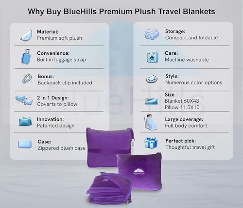 Premium Soft Travel Blanket Plush Airplane Long Flights