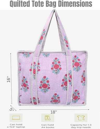 100% Cotton Quilted Tote Bag For Women