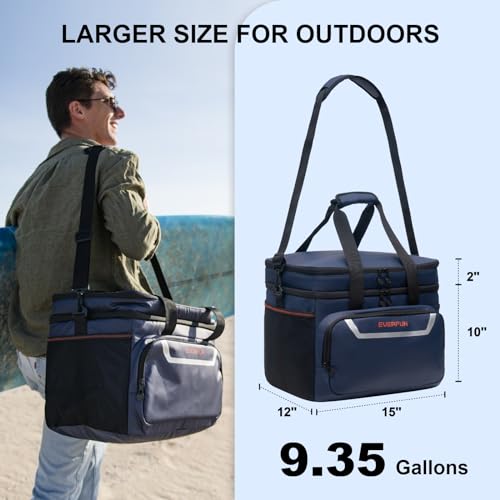 Large Soft Cooler Bag Insulated Cooler 48 Can Dual Compartments Collapsible Waterproof Leak (48 Count)