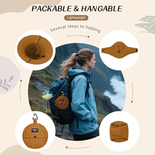 Waterproof Bucket Hats for Woman UPF 50+ Sun Hat Dark Mustard