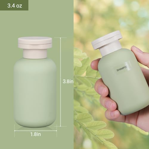 3.4 oz Plastic Small Travel Shampoo Bottles (8 Count)