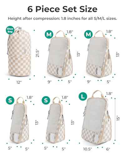 6 Set Compression Packing Cubes for Travel (6 Count)