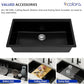 Matte Black Quartz Kitchen Sink 33” Undermount Single Bowl