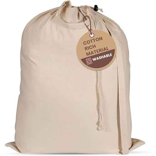 LFH Home Large Premium 1pack Cotton Rich Rich Canvas Laundry Bag with Drawstring and Handles Heavy Duty