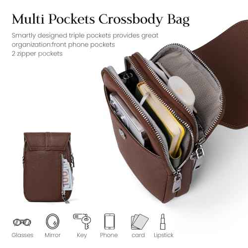 Genuine Leather Small Crossbody Bags for Women Cell Phone Purse