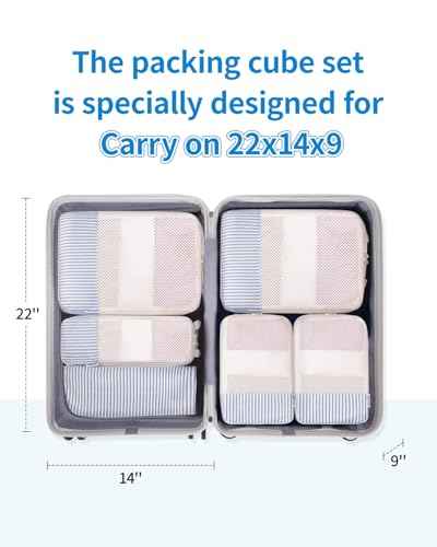 6 Set Compression Packing Cubes for Travel Women Men
