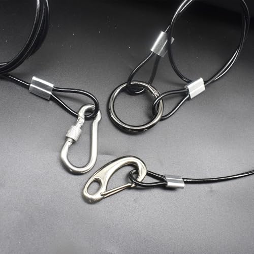 1/8"(3mm) Wire Diam Stainless Steel Cable Eyelets Loops Short Rope Lanyard Safety Tether Chain Lock with Vinyl Coated Cover, 20Pcs 6" Long Red (20 Count)