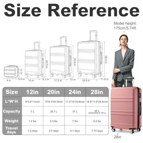 4 Piece Luggage Sets Expandable (4 Count)