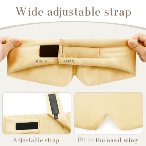 100% Mulberry Silk Sleep Mask Eye Mask for Women Man with Adjustable Band