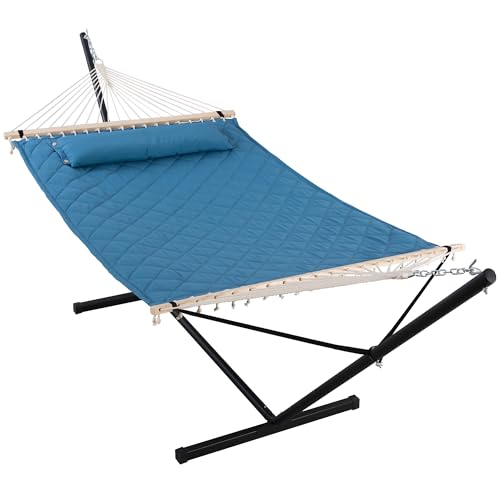 Double Hammock with 12 Feet Heavy Duty Steel Stand Combo