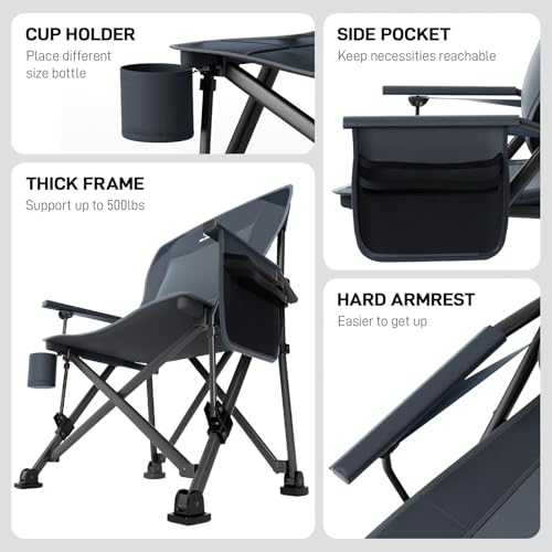 Oversized Folding Camping Chair for Adults with Adjustable Lumbar Support