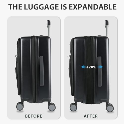Hardside Expandable Carry On Luggage 22x14x9 Airline Approved With Front Business Pockets