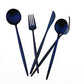 20-Piece 18/10 Stainless Steel Flatware Silverware, Luxury Dinnerware Set Travel Cutlery Tableware Include Knife Fork Spoon Service for 4,Healthy & Eco-Friendly Dishwasher Safe (Blue Matte) (4 Count)