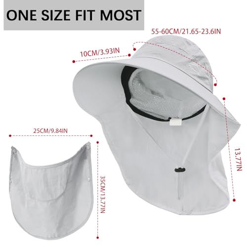 Sun Hat for Men Women with Neck Flap& Removable Face Cover Wide Brim