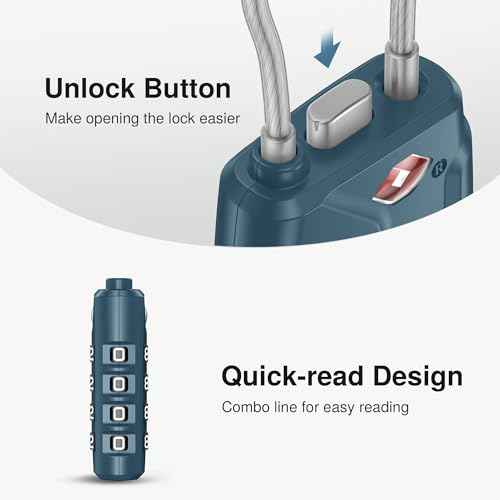 2 TSA Approved Luggage Locks 4 Digit Code Cable Lock Blue Peacock (2 Count)