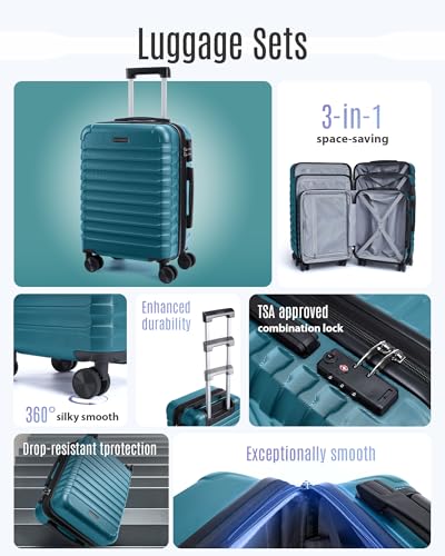 Luggage Sets 3 Pcs Suitcase with Wheels (3 Count)