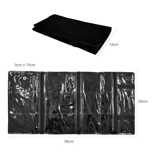 Travel Jewelry Roll Bag Portable Organizer Pouch With Grids&PVC Cover Storage Bags for Necklace