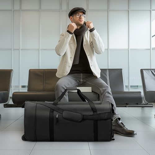 100L Foldable Rolling Duffel Bag with 2 Wheels