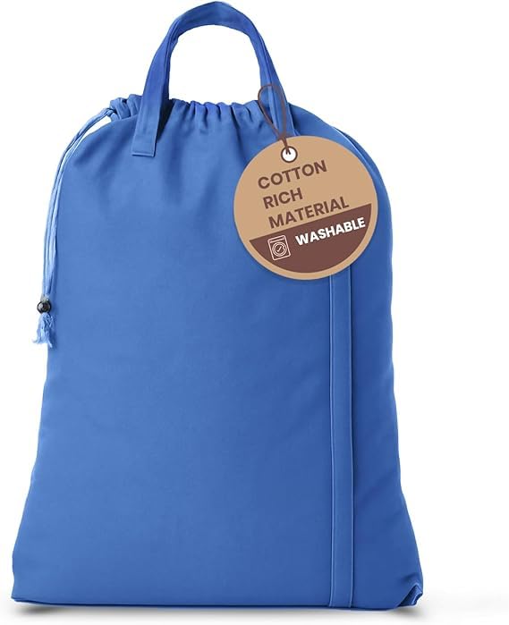LFH Home Large Premium Cotton Rich Canvas Laundry Bag with Drawstring and Handles Heavy Duty (6 Count)