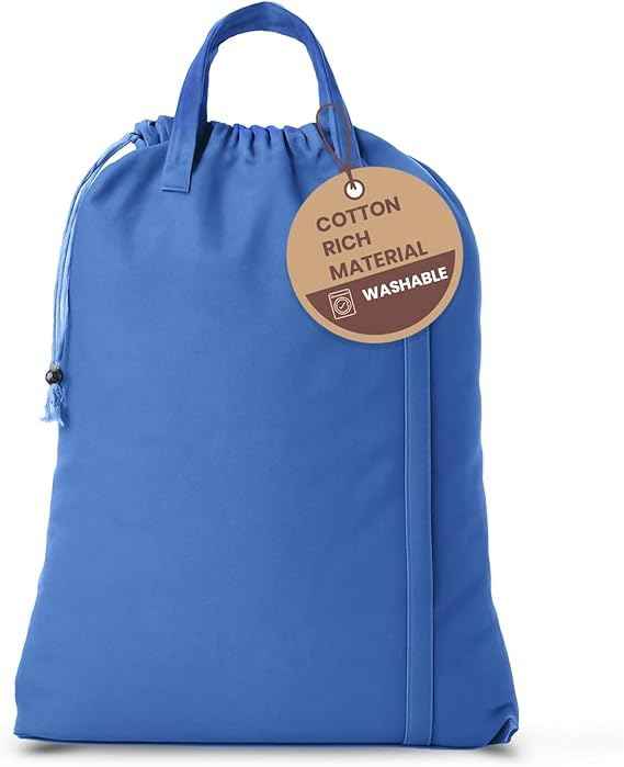LFH Home Large Premium Cotton Rich Canvas Laundry Bag with Drawstring and Handles Heavy Duty (2 Count)
