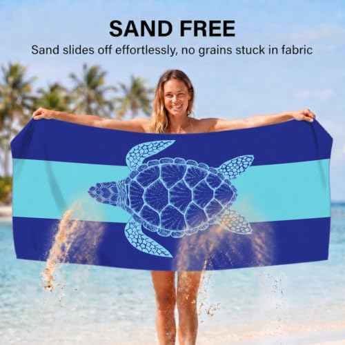 4 Pack Microfiber Beach Towel Oversized 71x32 Blue Sea Animal Palm (4 Count)