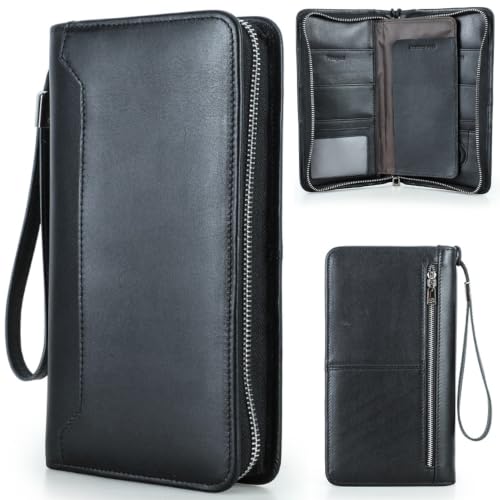 Top Grain Leather Travel Passport Wallet Organizer Case for Families