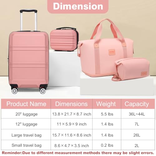 Luggage Set 4 Piece Carry On Hardside Luggage with Spinner Wheels (4 Count)