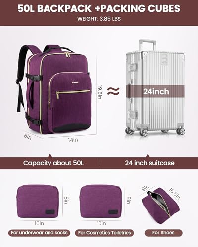 50L Travel Backpack Flight Approved Carry on Backpack