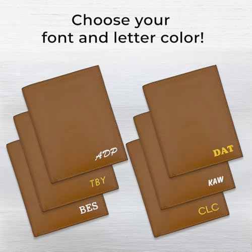 Deluxe Personalized Monogrammed Light Brown RFID Leather Passport Wallet