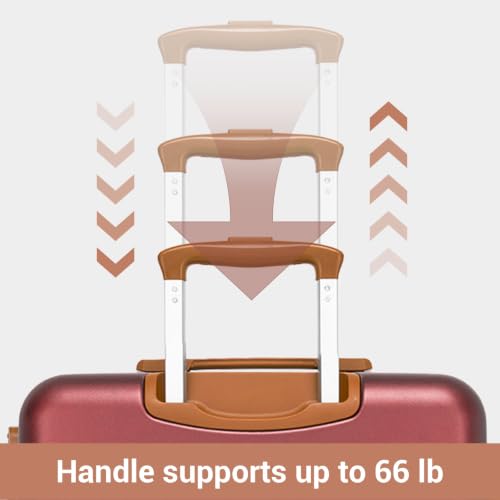 Large Suitcase 28in Expandable ABS+PC 8pcs Silent Wheels Burgundy