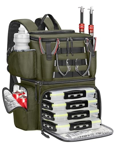 Fishing Tackle Backpack with 4 3600 Tackle Box