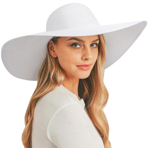 Sun Hats for Women Wide Brim Summer Hat Large Floppy Sun Straw Hat Foldable Packable Beach Hats UPF 50+