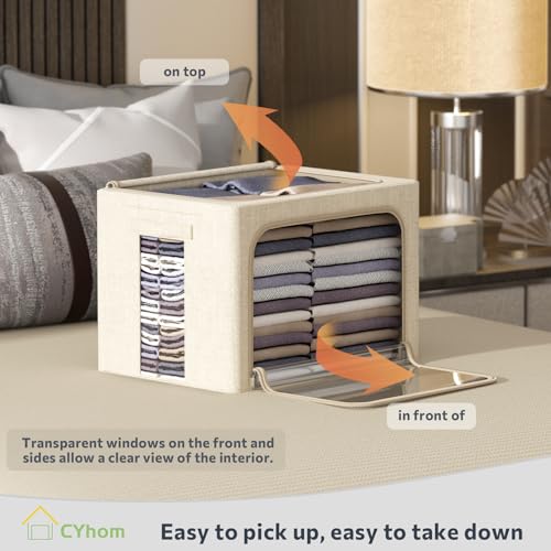 4 Pack Clothes Storage Bins with Metal Frame (4 Count)