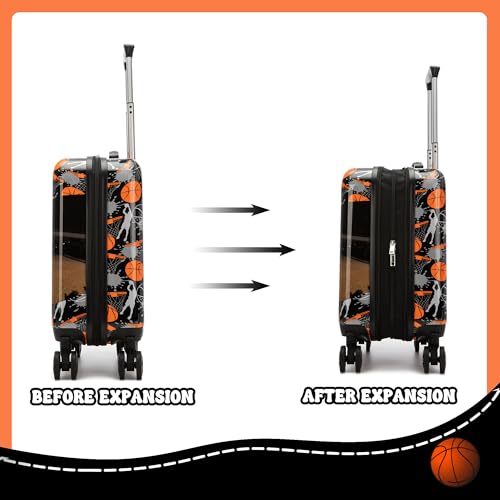 Kid’s Luggage Set 5 Piece Suitcase Set 16’’ Hardside Basketball Luggage with Spinner Wheels Boys Carry on Toddler Travel Rolling Suitcase Carry on Luggage Airline Approved (5 Count)